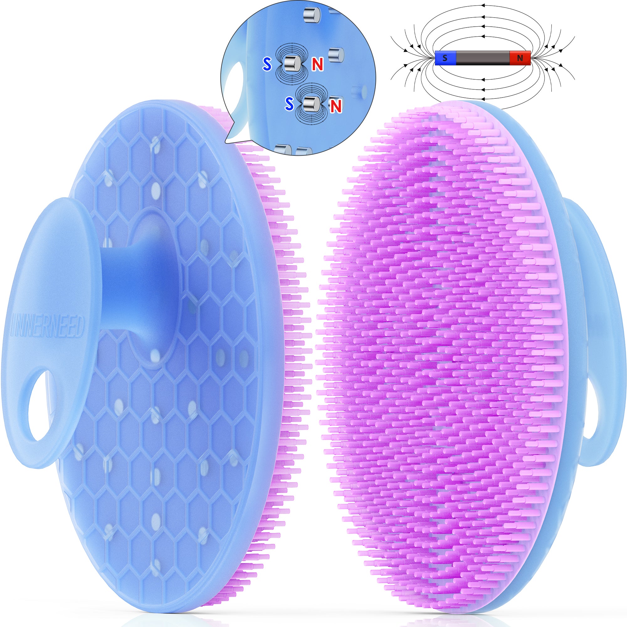 Translucent Magnetic Silicone Bath Brush | Gentle Clean & Easy Storage