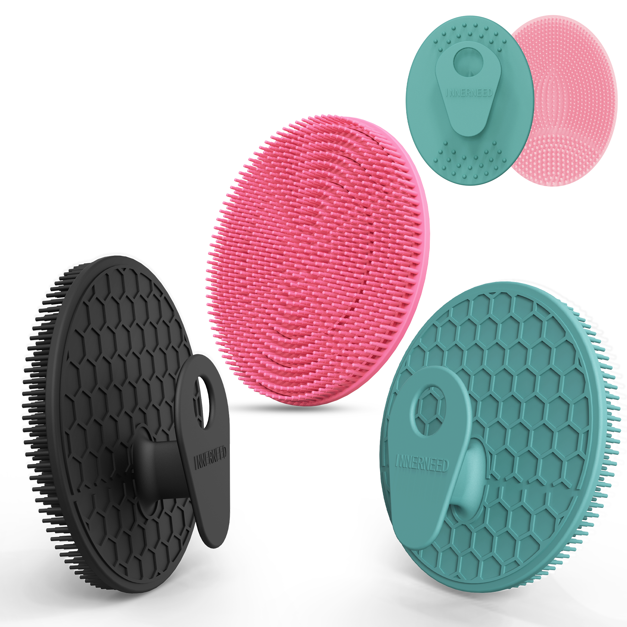 SJ-023 Silicone Bath Brush Set – 2 or 3-Pack with Free Face Brush