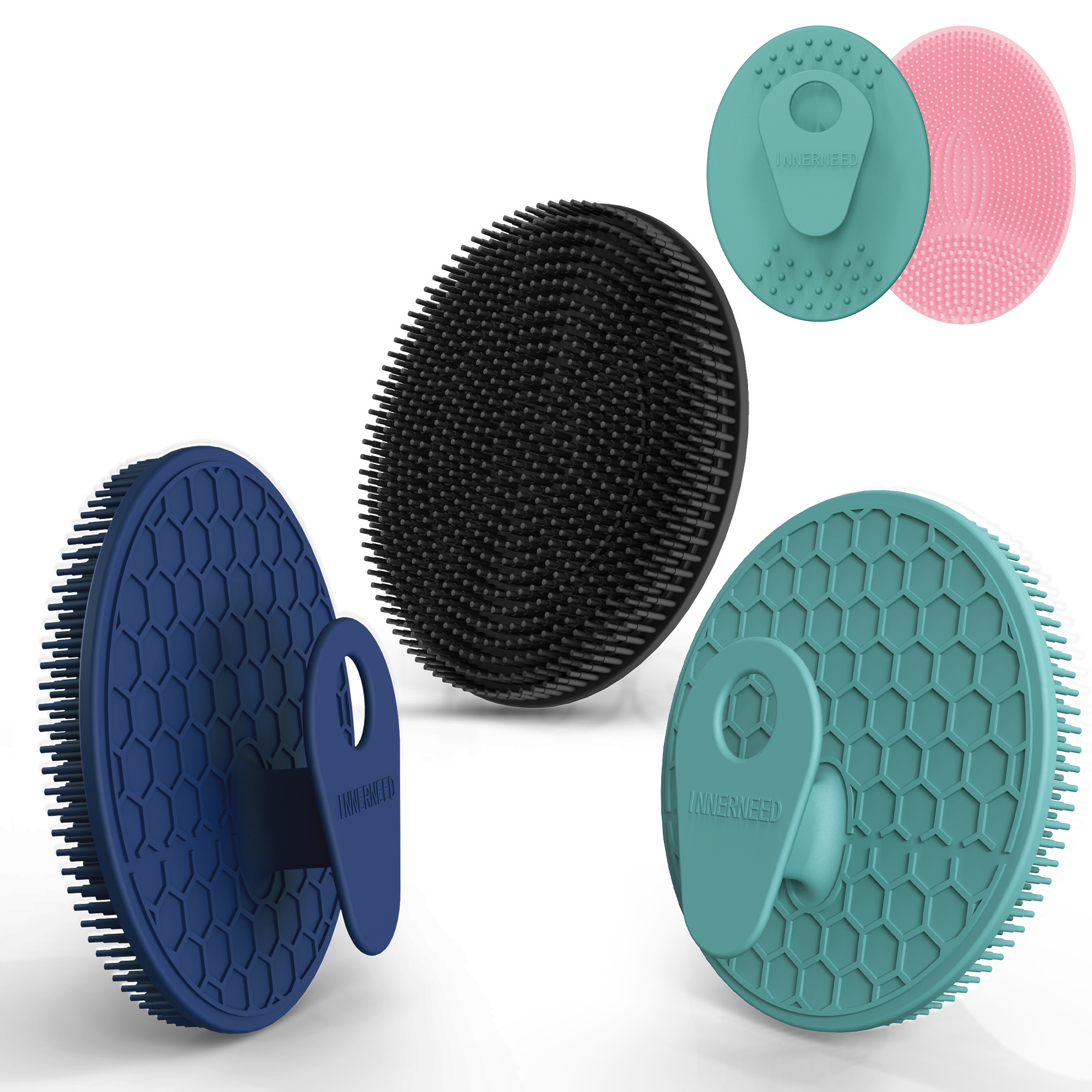 SJ-023 Silicone Bath Brush Set – 2 or 3-Pack with Free Face Brush