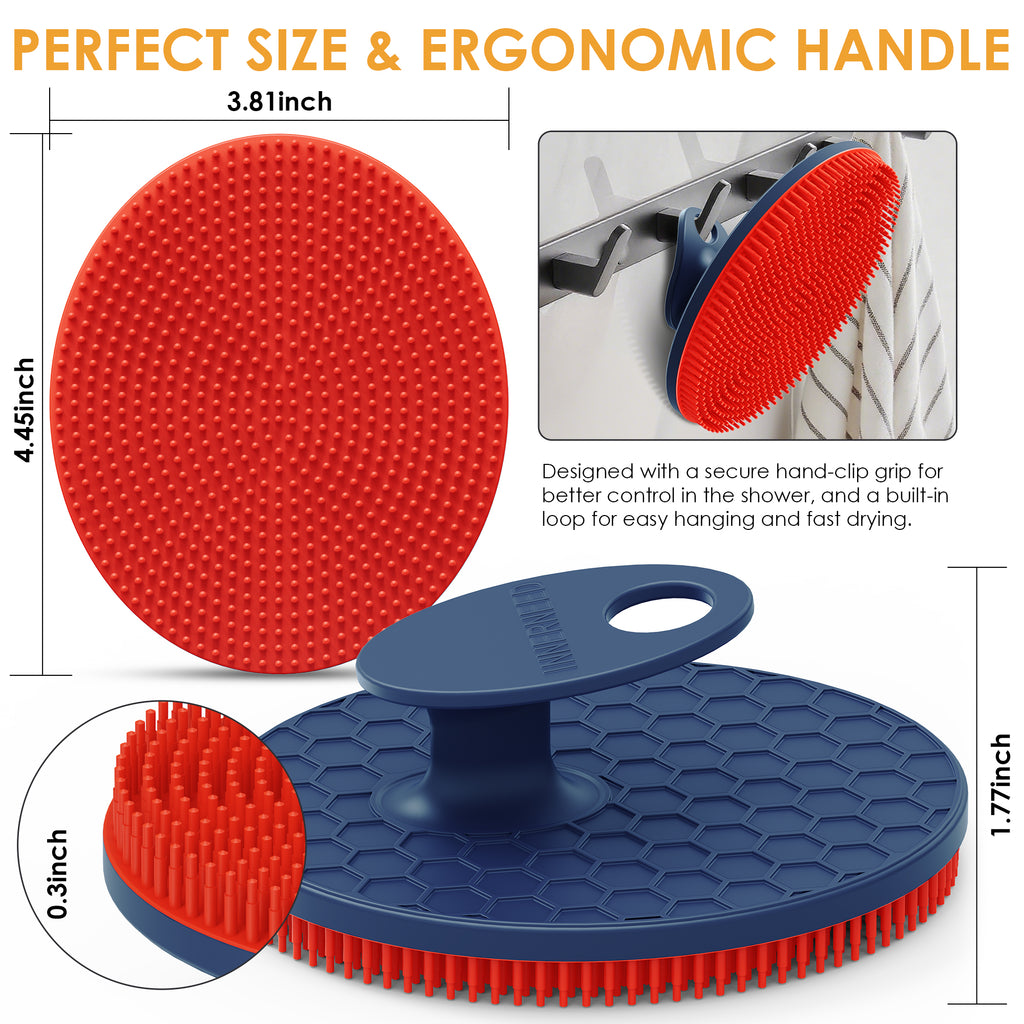 Magnetic Silicone Brush 3-Piece Set – Scalp, Bath & Facial Brushes