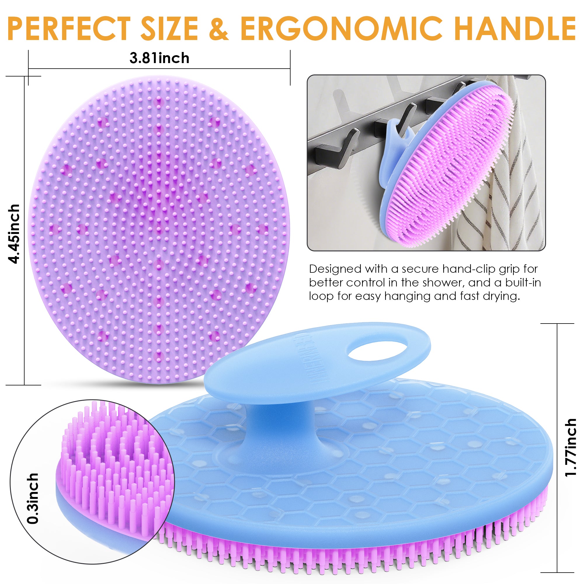 Translucent Magnetic Silicone Bath Brush | Gentle Clean & Easy Storage