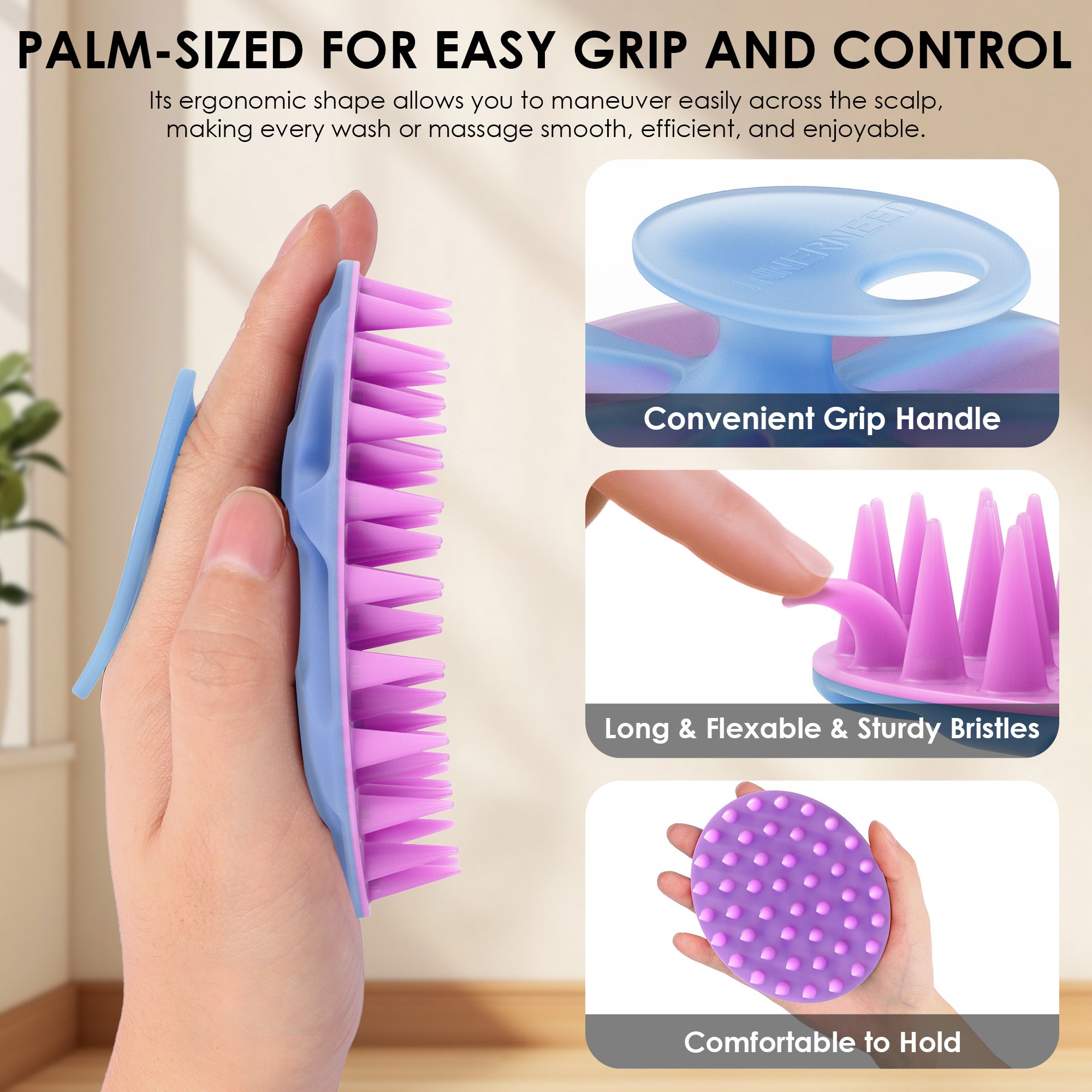 SJ-021 Translucent Magnetic Silicone Scalp Brush | Gentle Cleansing, Improves Circulation & Scalp Health