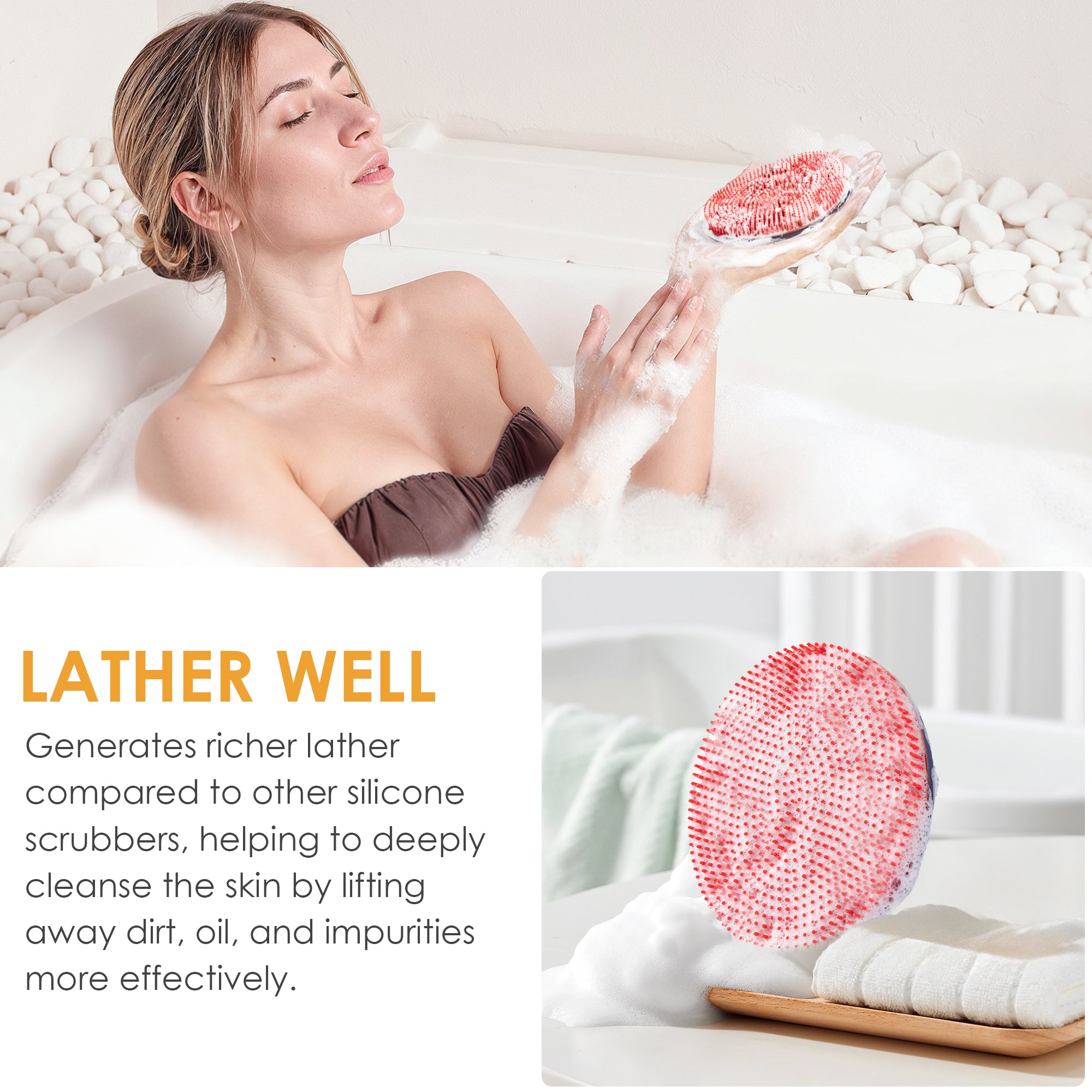 Magnetic Silicone Bath Brush – Easy Storage & Gentle Cleaning