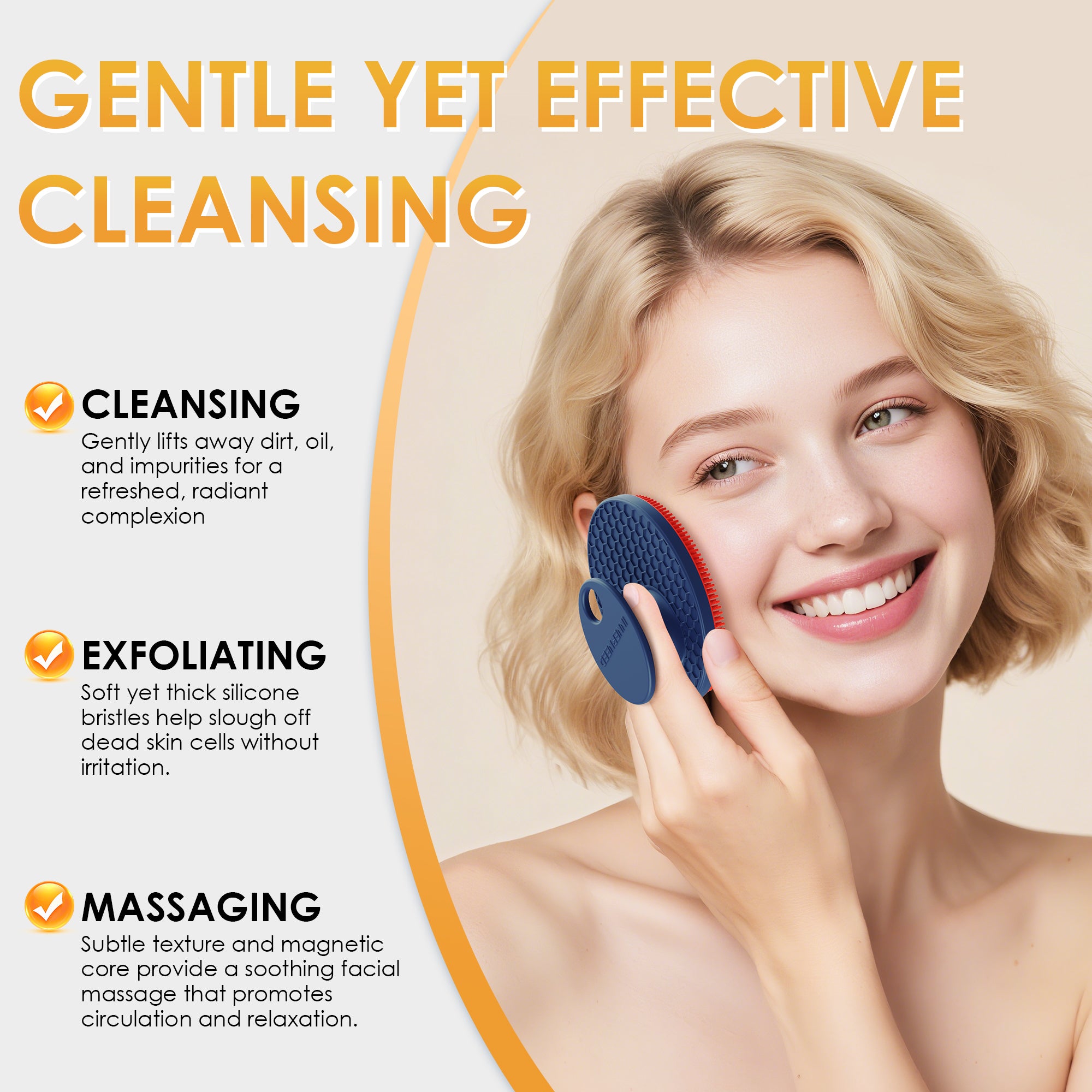 Magnetic Silicone Facial Cleansing Brush – Deep Clean & Compact Storage