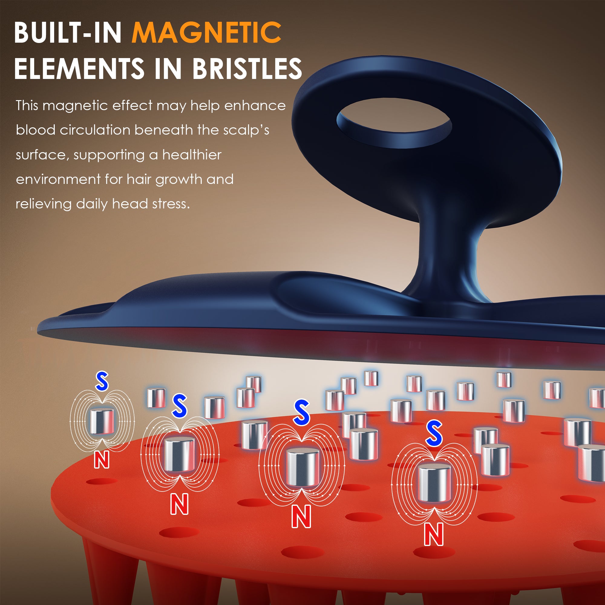Magnetic Scalp Massager Brush | Soft Silicone Bristles