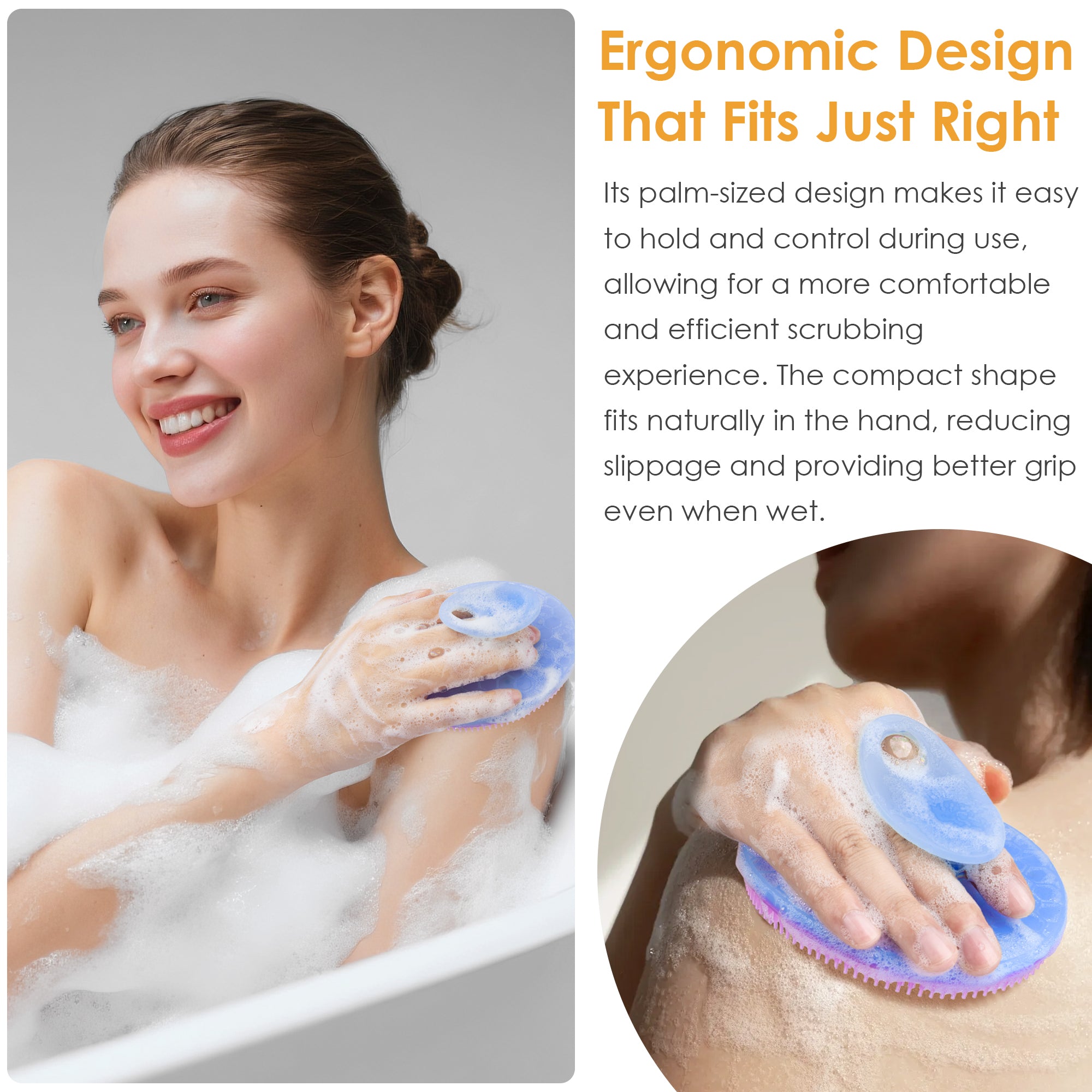 Translucent Magnetic Silicone Bath Brush | Gentle Clean & Easy Storage