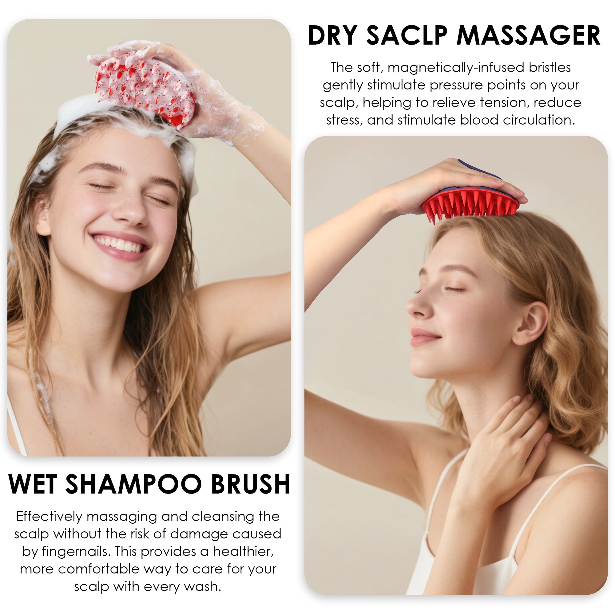 Magnetic Scalp Massager Brush | Soft Silicone Bristles