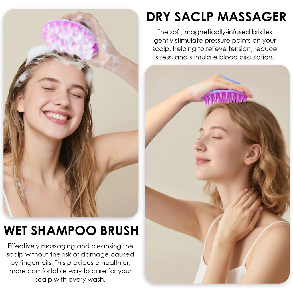 SJ-021 Translucent Magnetic Silicone Scalp Brush | Gentle Cleansing, Improves Circulation & Scalp Health