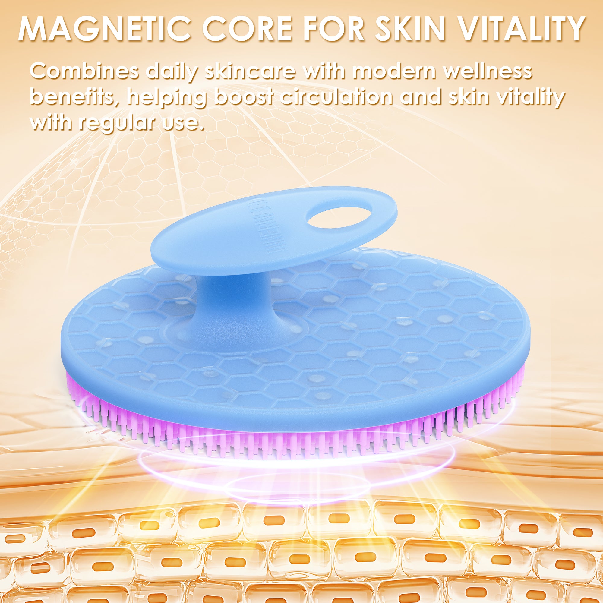 Translucent Magnetic Silicone Bath Brush | Gentle Clean & Easy Storage