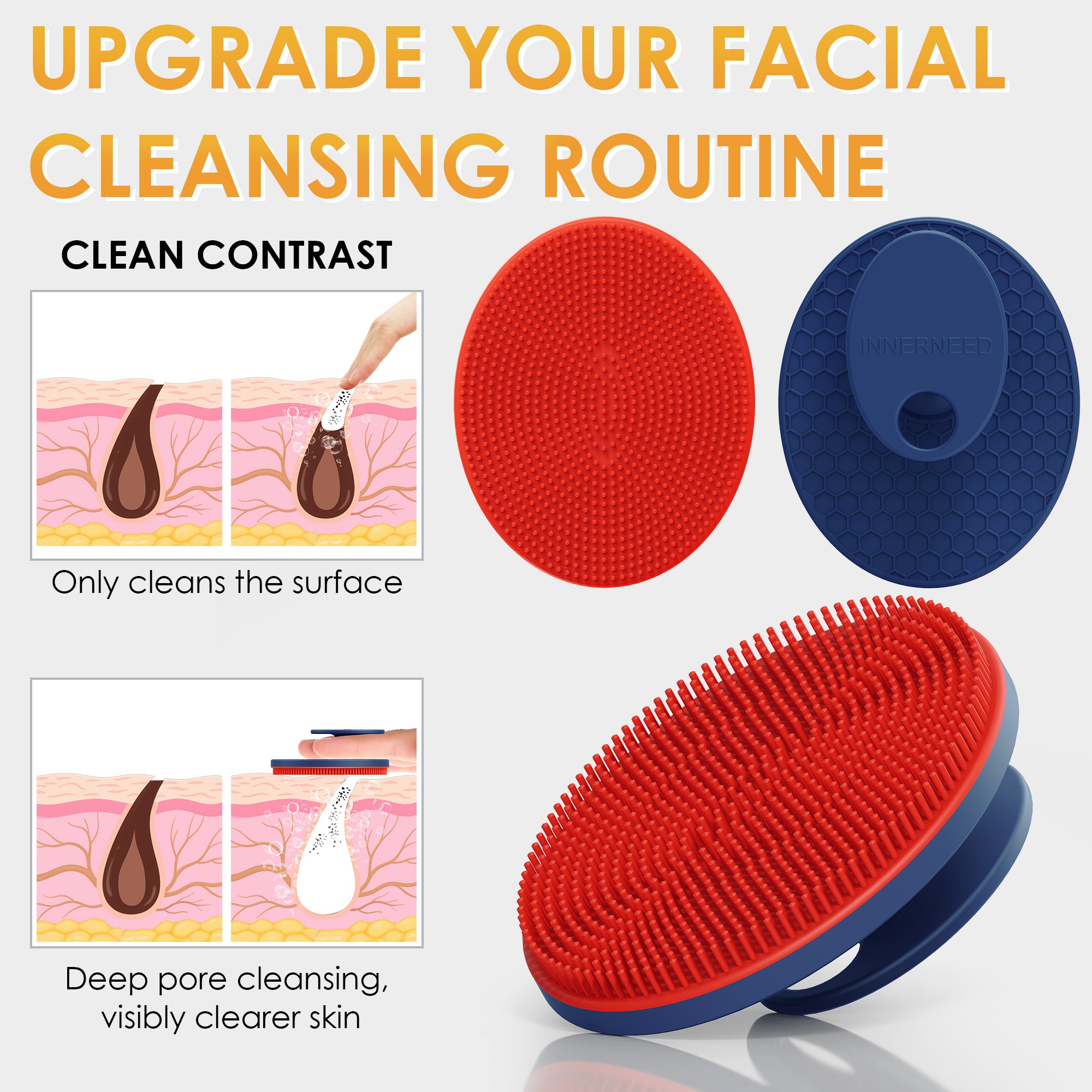 Magnetic Silicone Facial Cleansing Brush – Deep Clean & Compact Storage