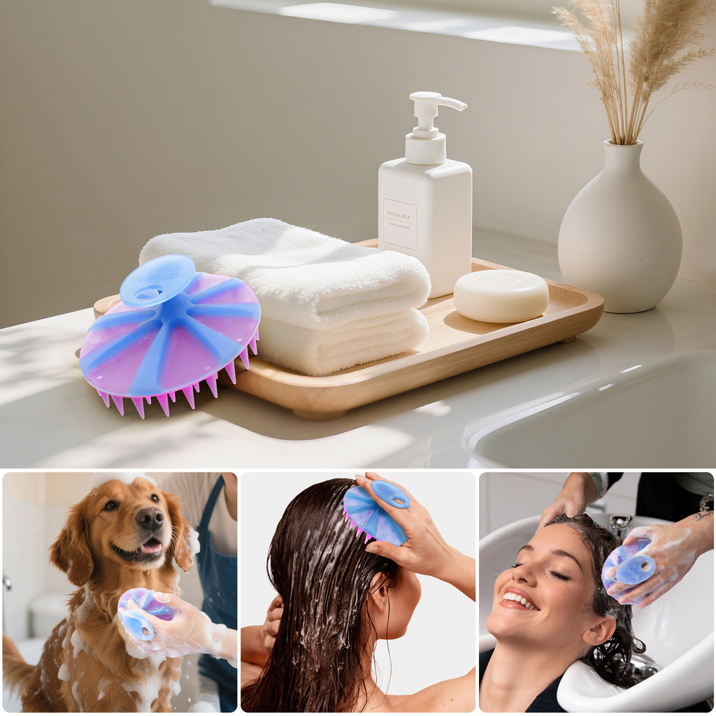 SJ-021 Translucent Magnetic Silicone Scalp Brush | Gentle Cleansing, Improves Circulation & Scalp Health