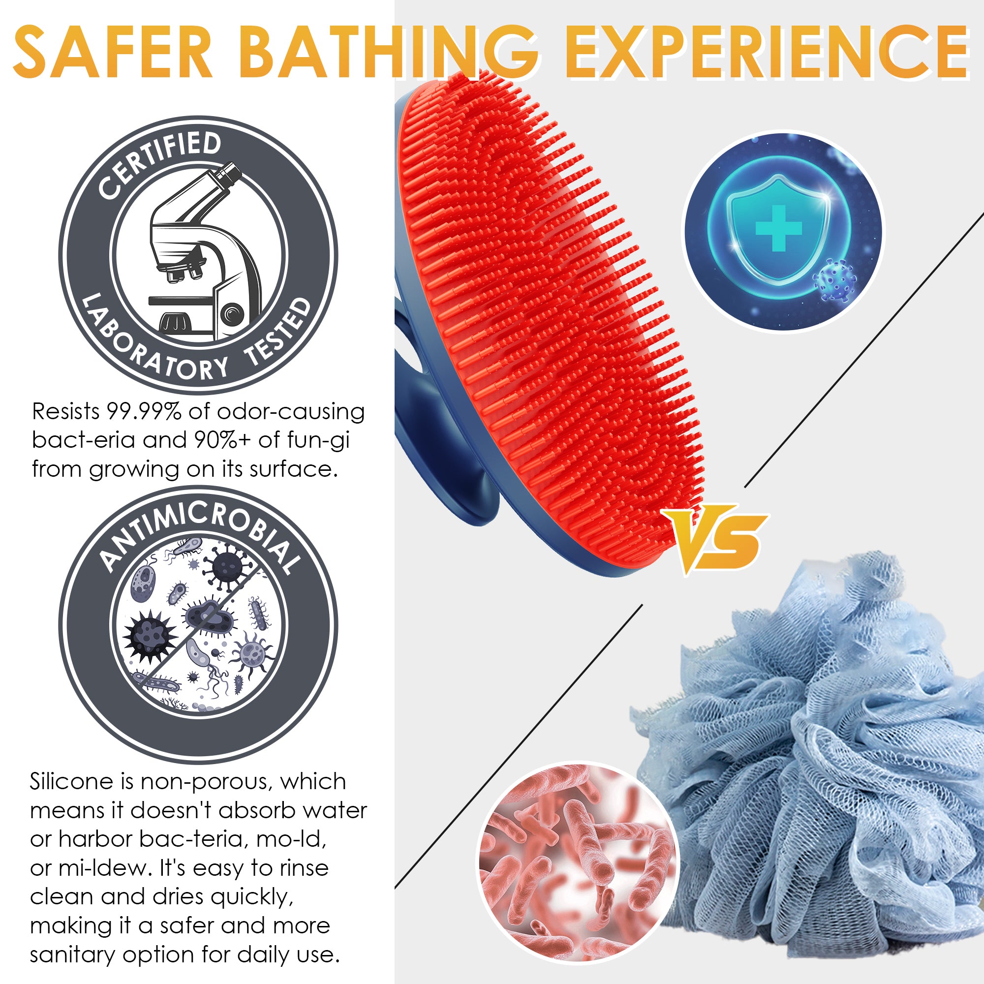 Magnetic Silicone Bath Brush – Easy Storage & Gentle Cleaning