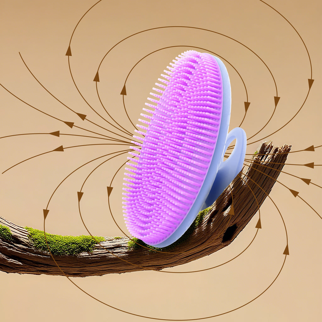 Translucent Magnetic Silicone Bath Brush | Gentle Clean & Easy Storage