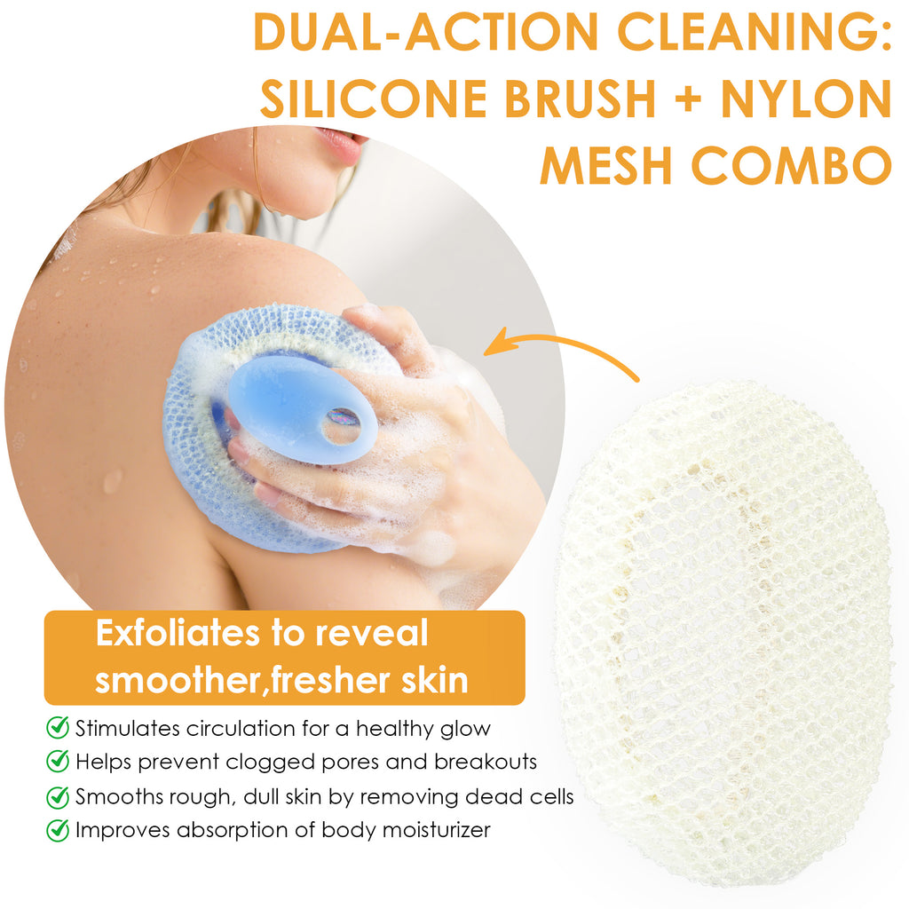 Translucent Magnetic Silicone Bath Brush | Gentle Clean & Easy Storage