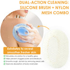 Translucent Magnetic Silicone Bath Brush | Gentle Clean & Easy Storage